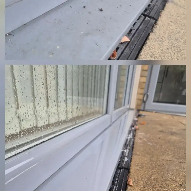 Sill before and after cleaning