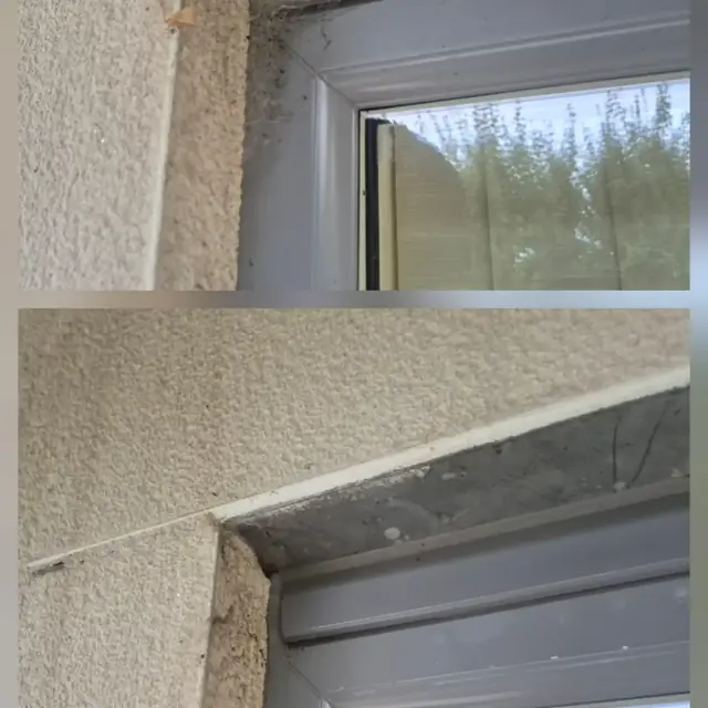 Window reveal with cobwebs removed